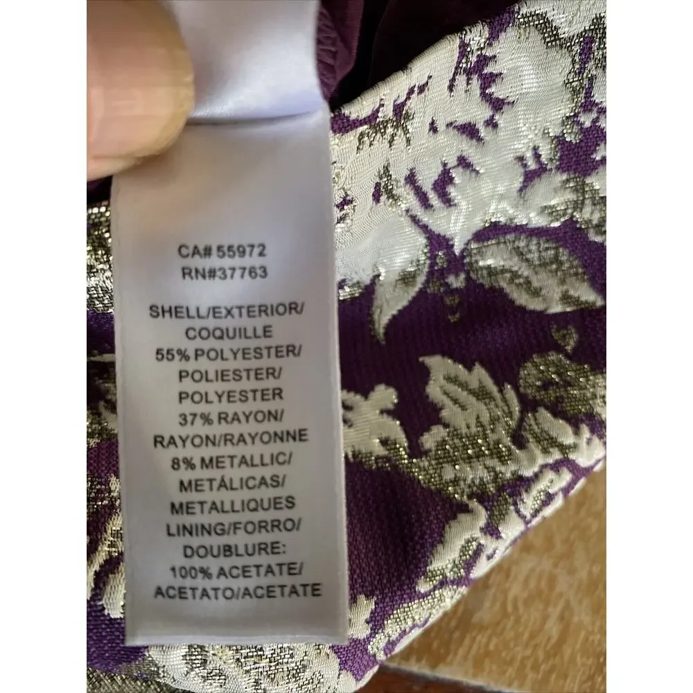 Laundry by Shelli Segal Dress Purple Silver Tapestry Sparkle Size 4 - Picture 14 of 15